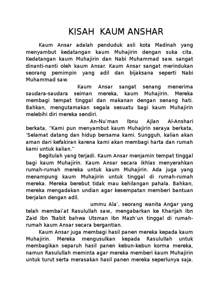 Arti Muhajirin Dan Anshar Adalah