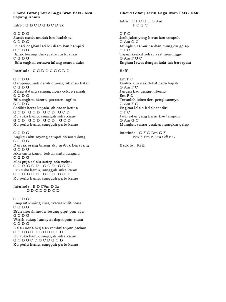 Kord Gitar Iwan Fals | PDF