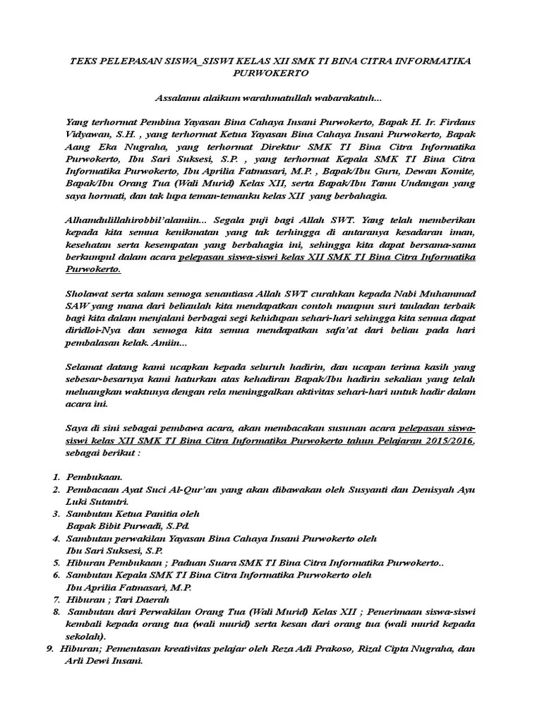 Teks MC Perpisahan Kelas Xii | PDF