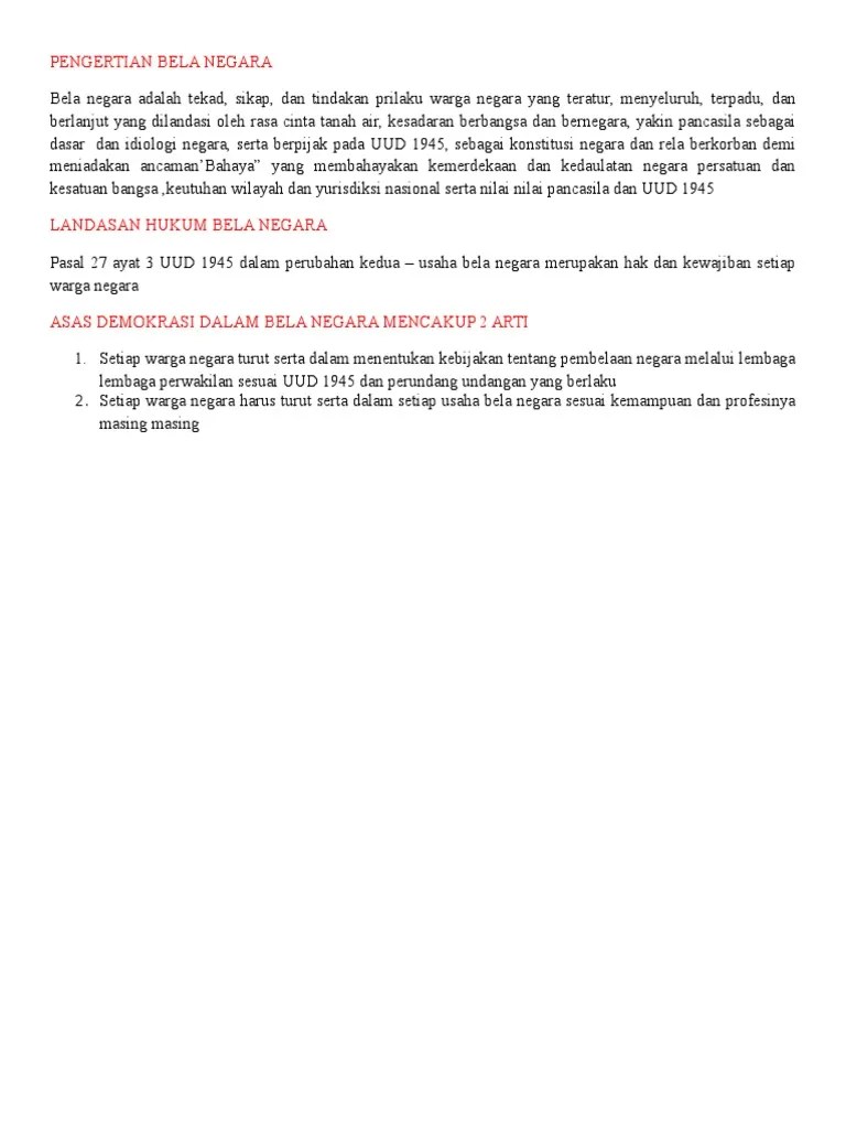 Pengertian Bela Negara | PDF