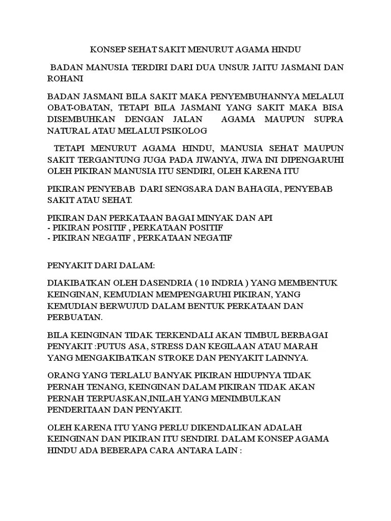 Konsep Sehat Sakit Menurut Agama Hindu | PDF