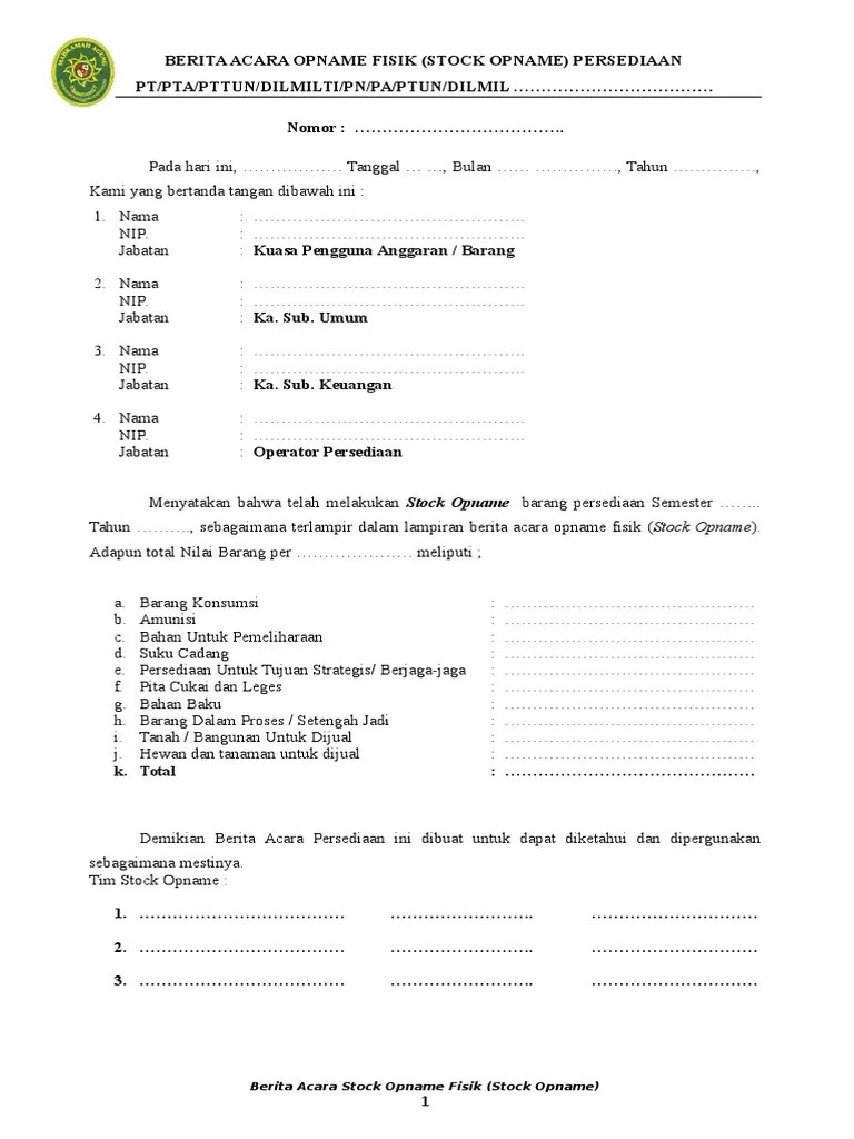 Blanko Berita Acara Op Name Fisik | PDF