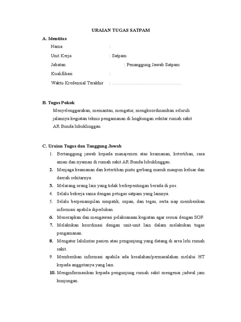 Uraian Tugas Satpam | PDF