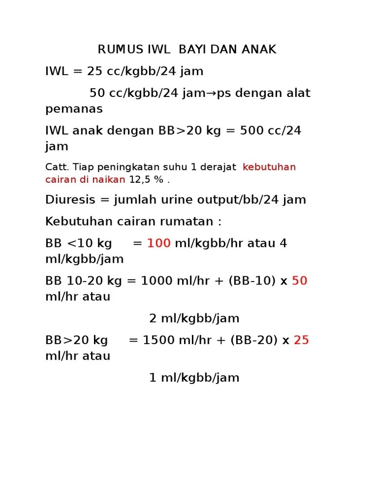 Rumus Iwl Bayi Dan Anak | PDF