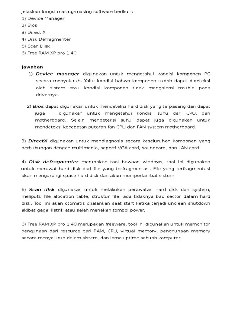 Soal Bab 3 Perawatan PC