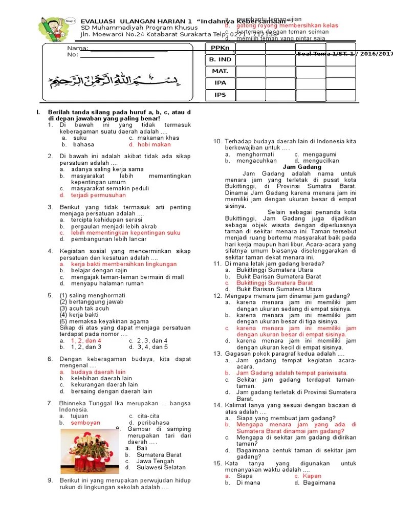 Soal Matematika Kelas 4 Sd Tema 1