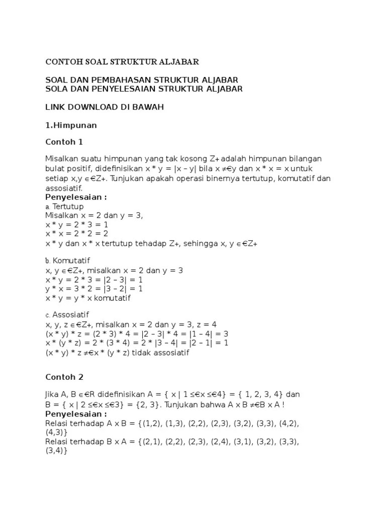 32++ Contoh Soal Struktur Aljabar Grup - Kumpulan Contoh Soal