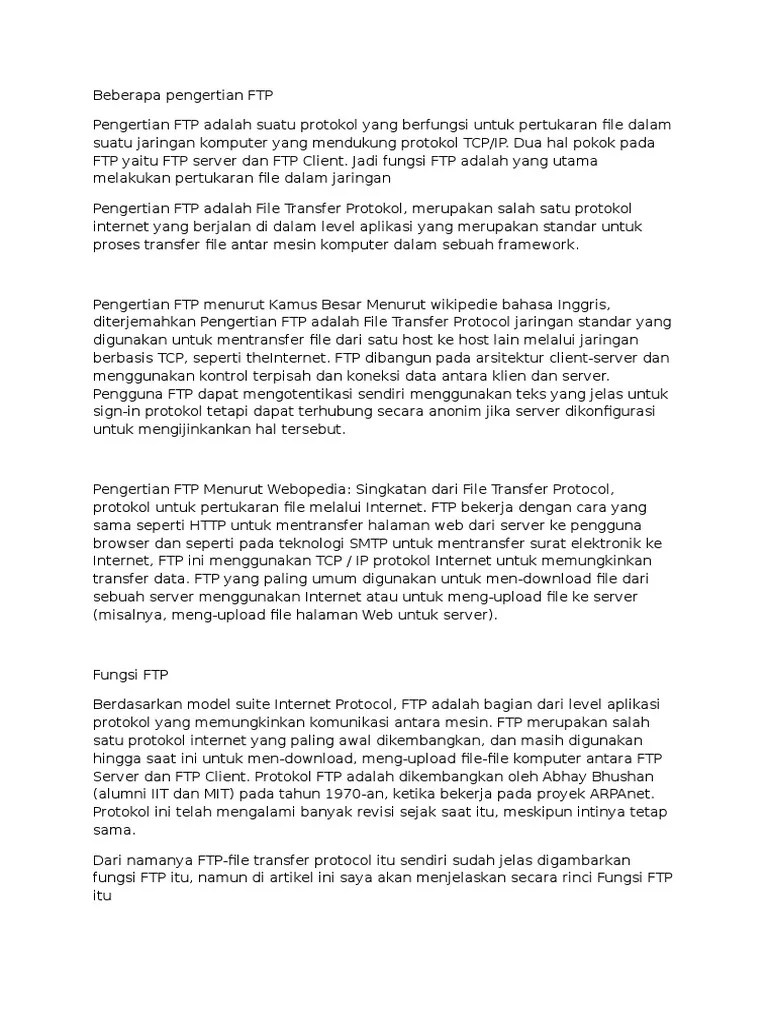 Beberapa Pengertian FTP | PDF