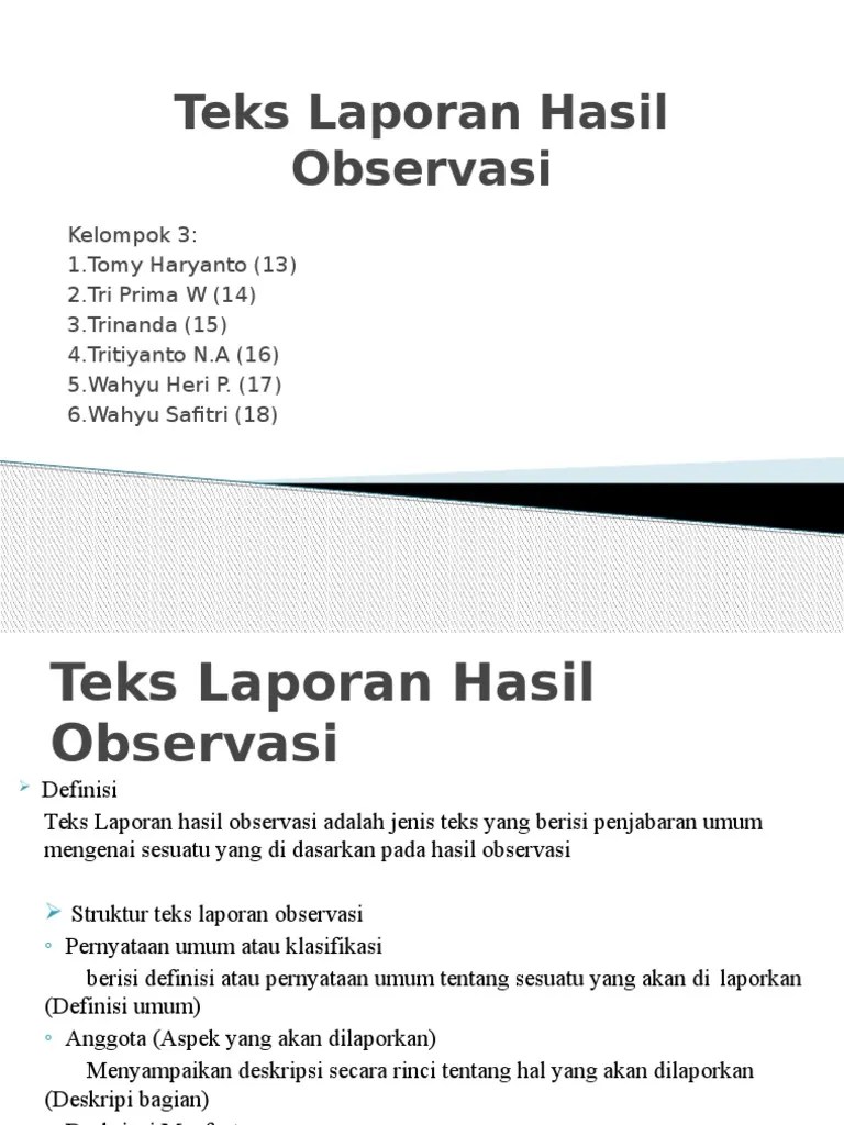 Bagian Struktur Teks Laporan Hasil Observasi