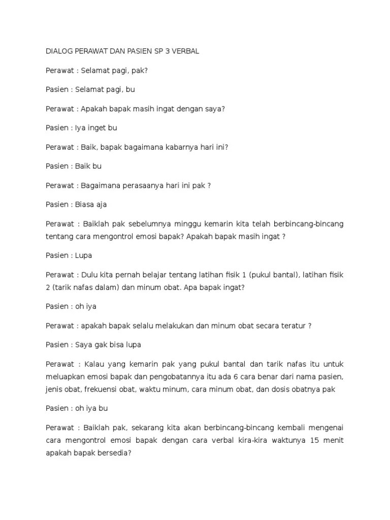 Dialog Perawat Dan Pasien SP 3 Verbal | PDF