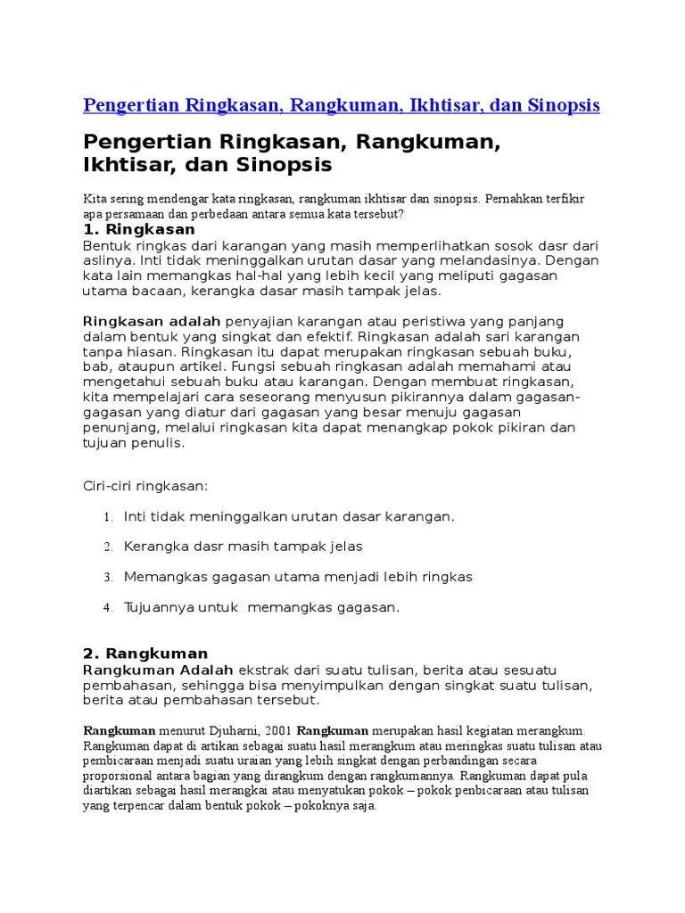 Pengertian Ringkasan | PDF