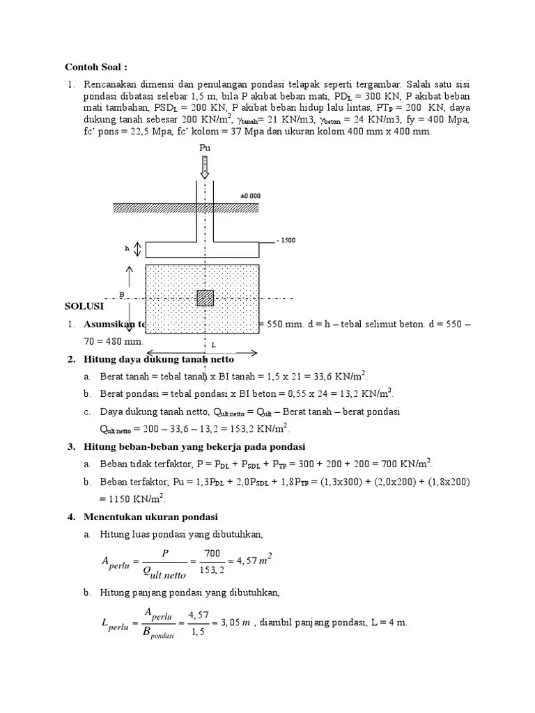 Contoh Soal Pondasi Telapak | PDF