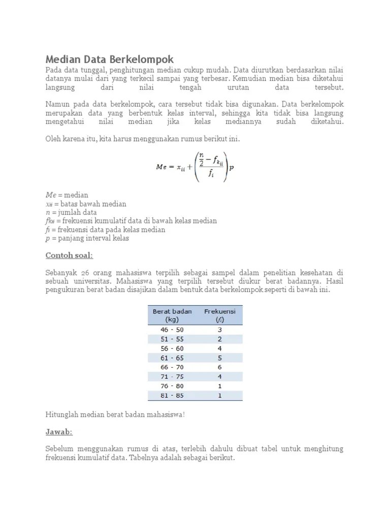 Median Data Berkelompok | PDF