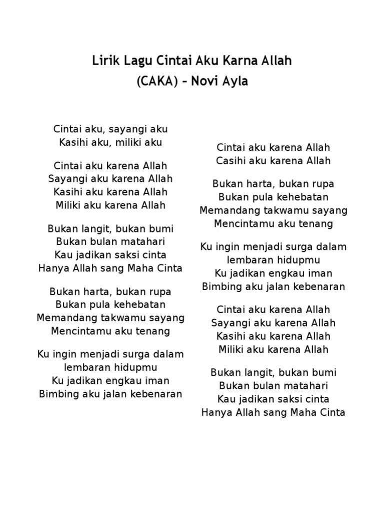 Download Lirik Lagu Cintai Aku Karena Allah – Kita