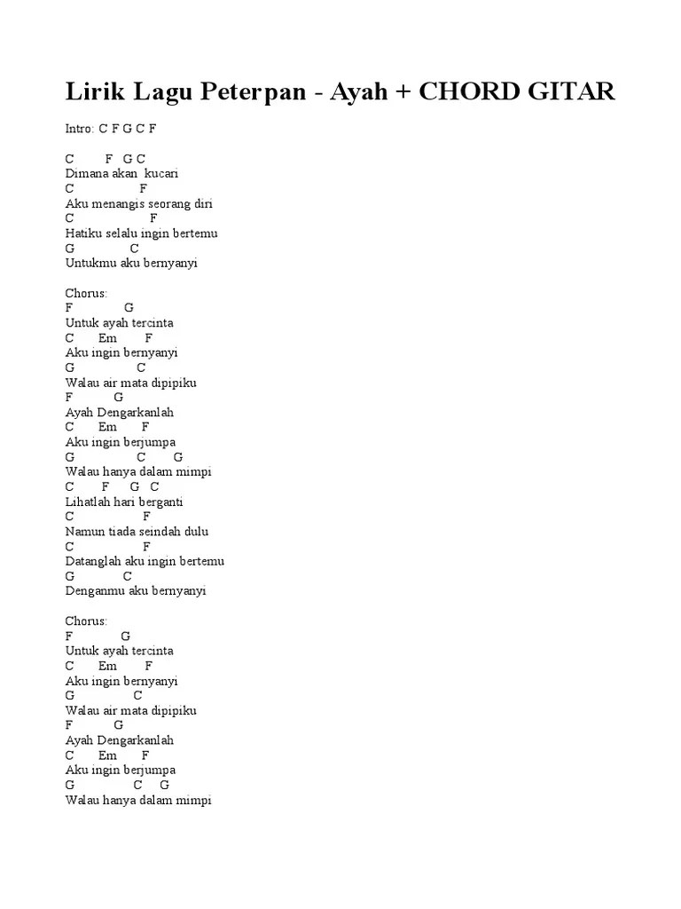 Lirik Lagu Dan Kunci Gitar Peterpan Ayah