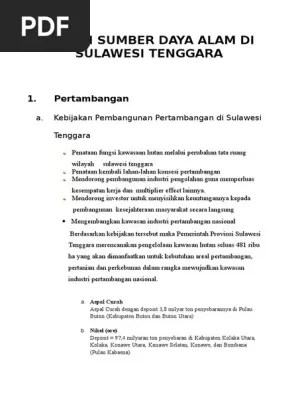 Potensi Sumber Daya Alam Di Sulawesi Tenggara | PDF