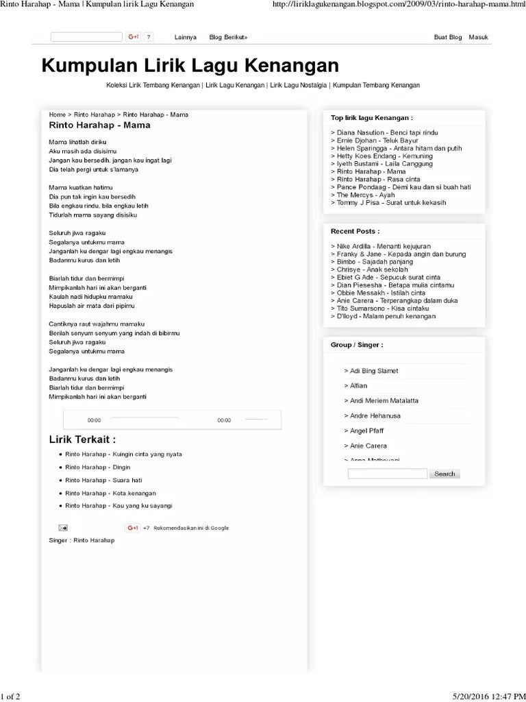 Teks Lagu Demi Kau Dan Si Buah Hati - Terkait Teks
