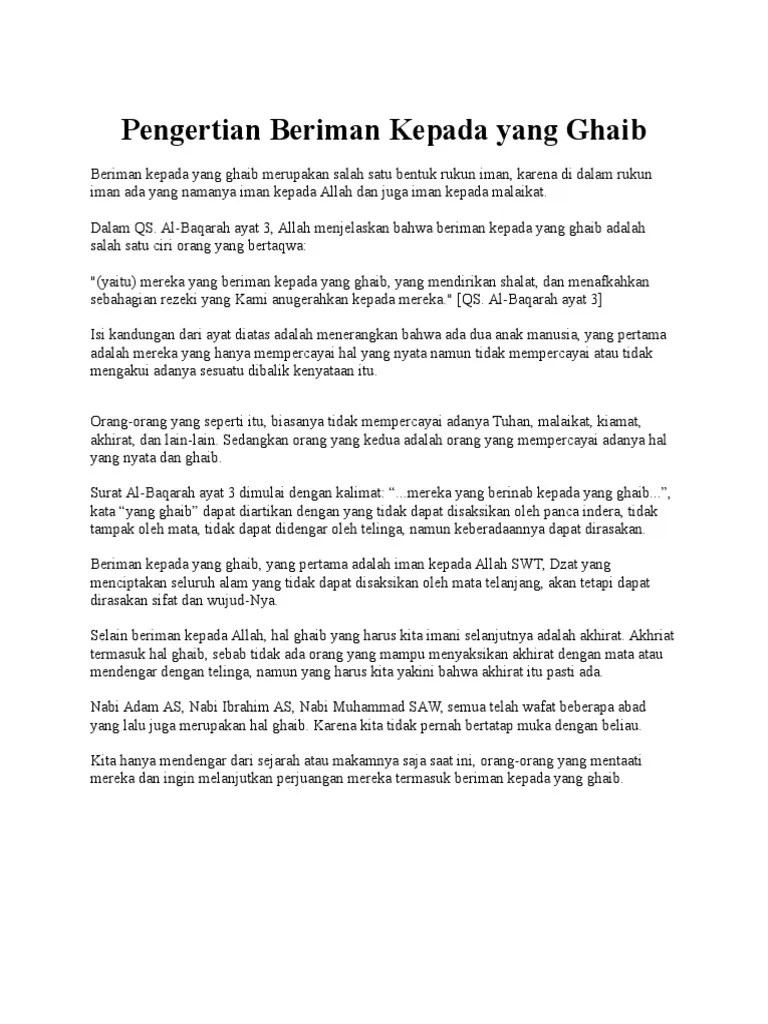 Beriman Kepada Yang Ghaib | PDF