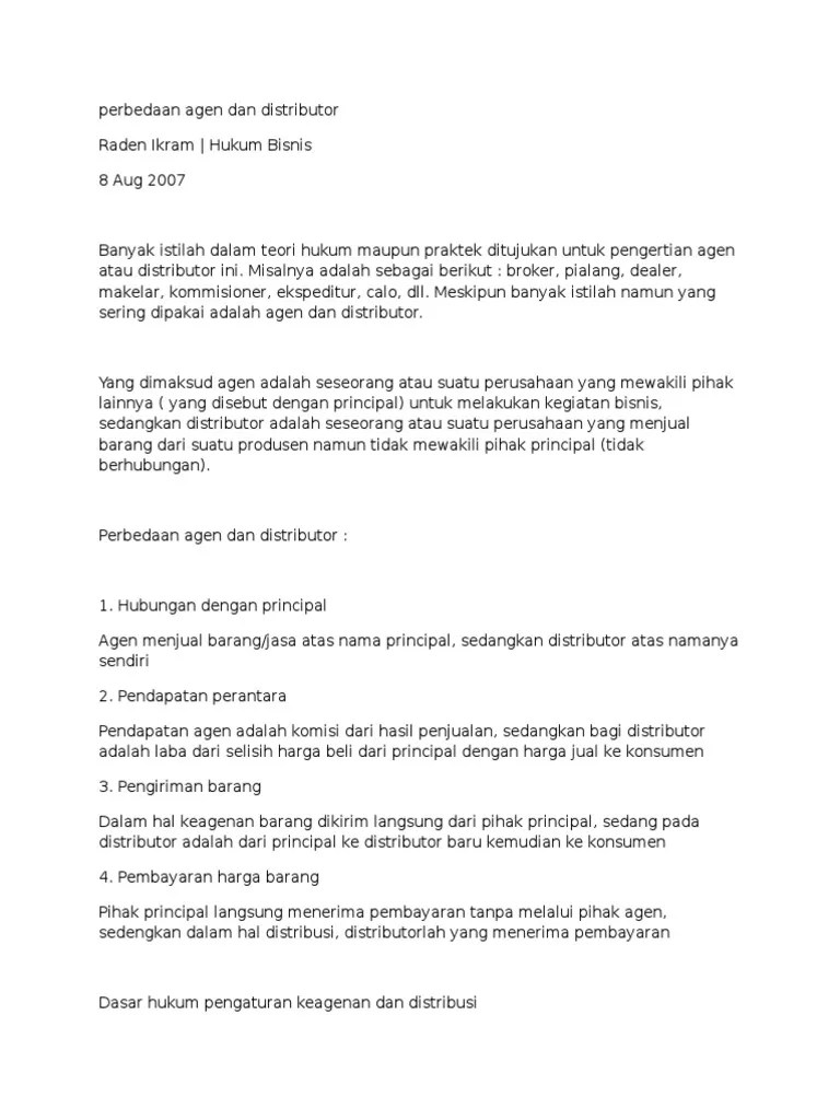 Perbedaan Agen Dan Distributor | PDF