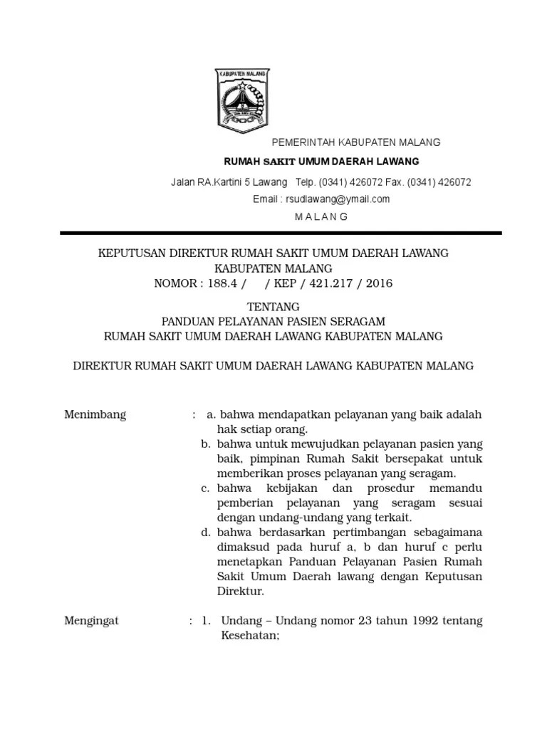 Kebijakan Pelayanan Pasien Seragam | PDF