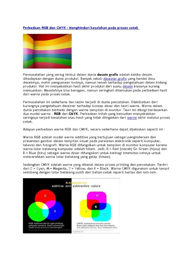 Perbedaan RGB Dan CMYK | PDF