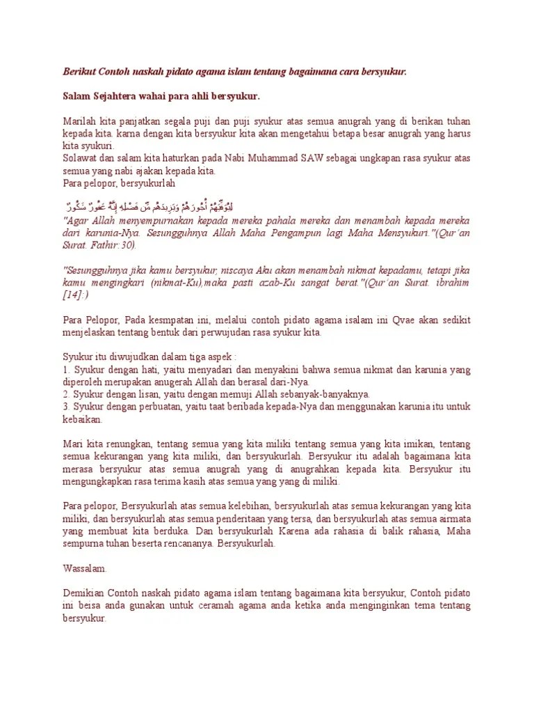 Contoh Pidato Agama Islam