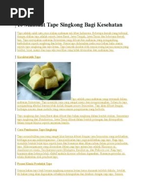 10 Manfaat Tape Singkong Bagi Kesehatan | PDF