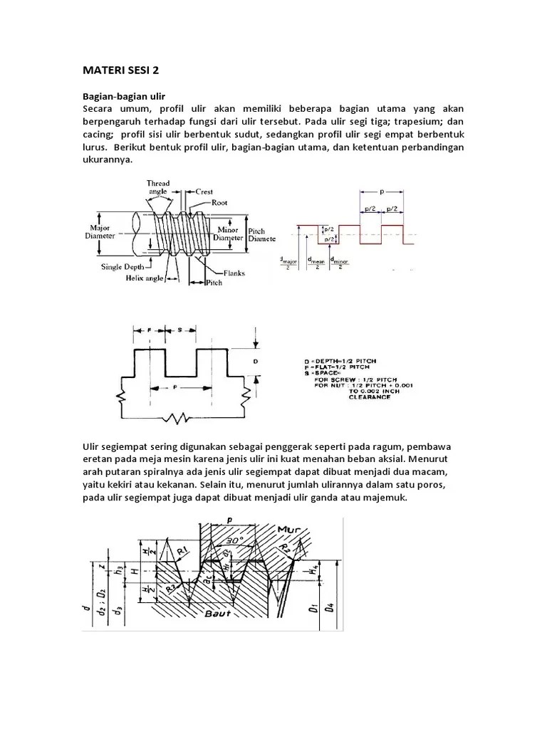 MATERI SESI 2 Pembubutan Ulir Segi Empat Dan Trapesium PDF | PDF