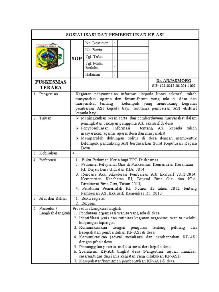 Sop Sosialiasi Dan Pembentukan Kp-Asi | PDF