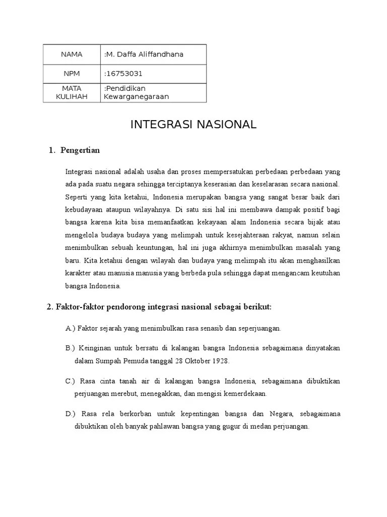 Tugas Integritas Nasional | PDF