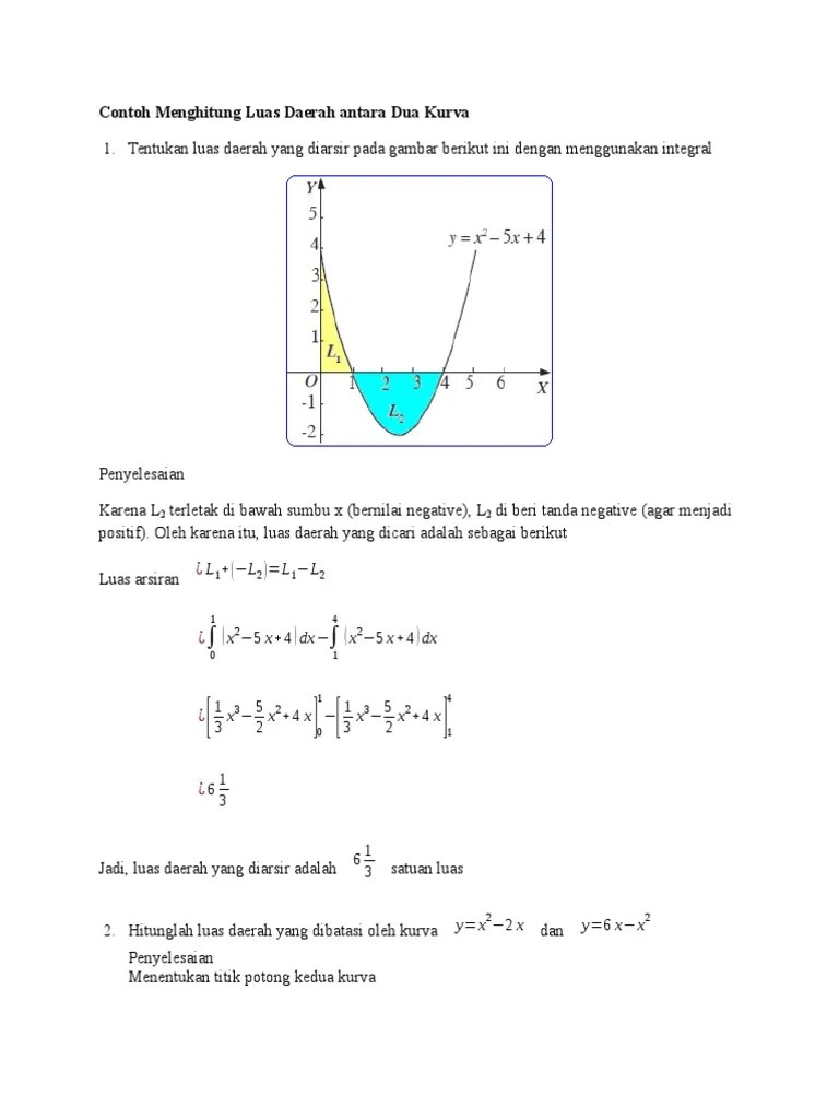 Contoh Menghitung Luas Daerah Antara Dua Kurva | PDF