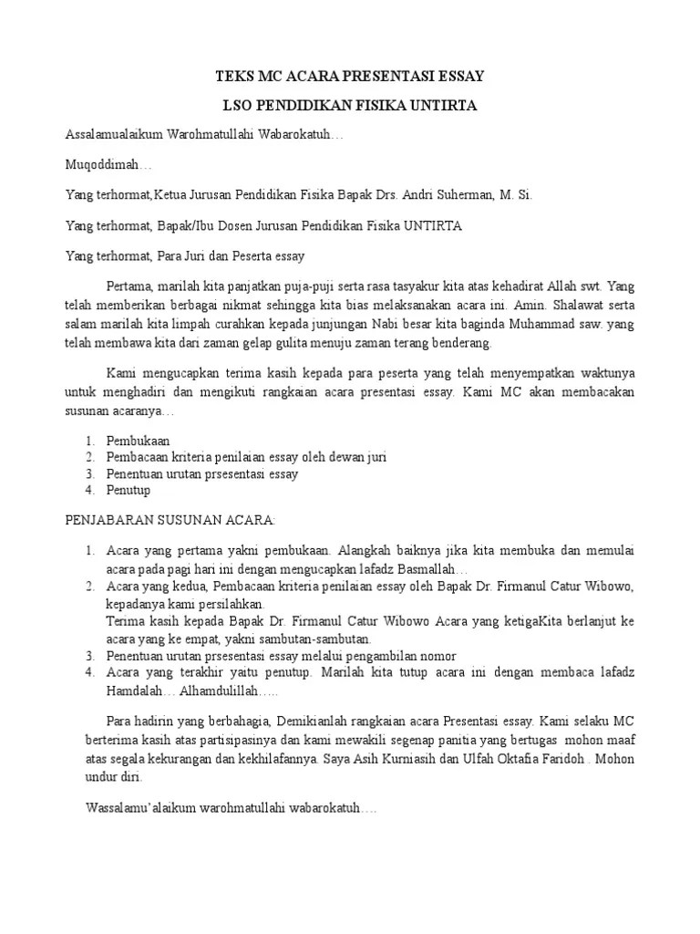 Teks MC Acara Presentasi Essay | PDF