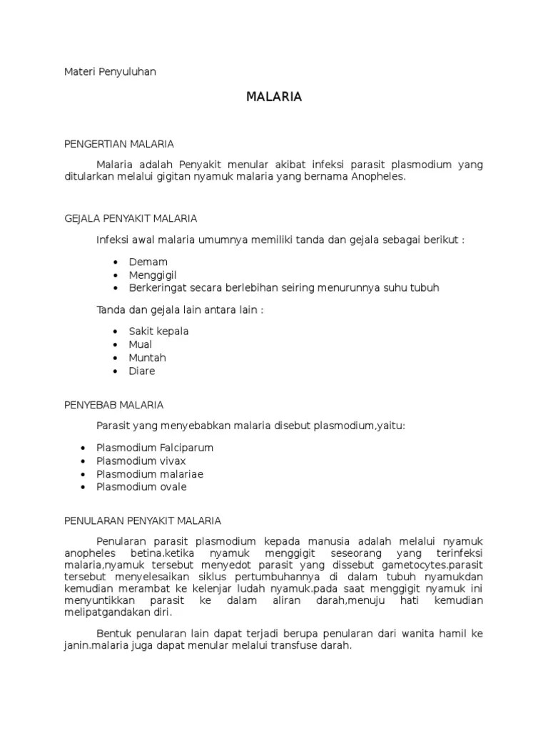 Materi Penyuluhan Malaria | PDF