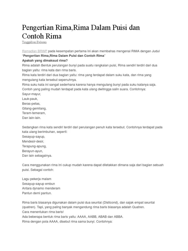 Pengertian Rima | PDF