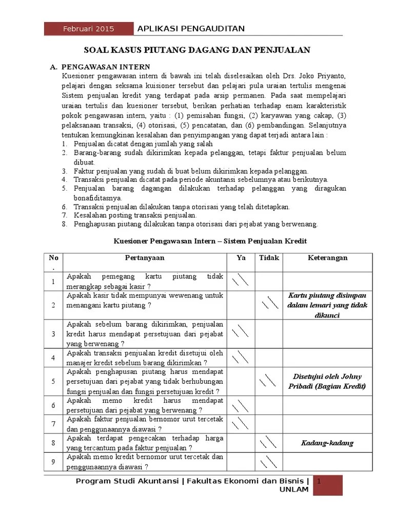 SOAL, Kekuatan, Dan Kelemahan Pengendalian Intern | PDF