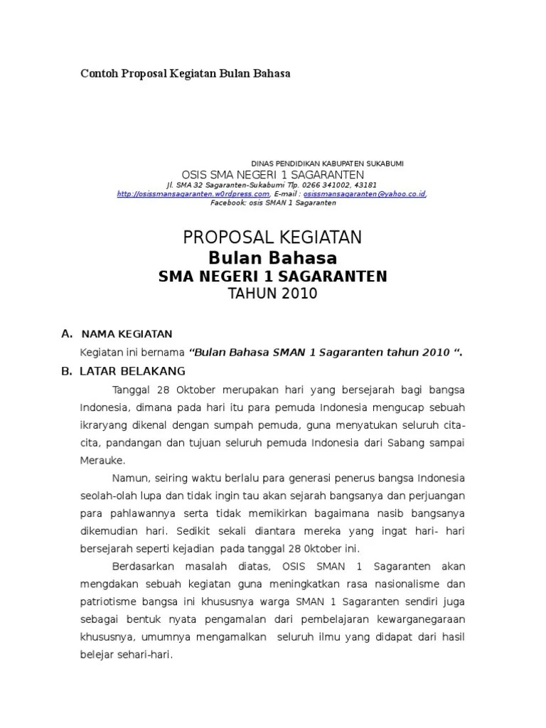 Contoh Proposal Kegiatan Hari Sumpah Pemuda - Berbagi Contoh Proposal