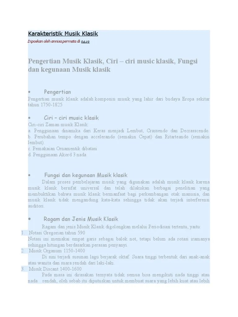 Pengertian Musik Klasik