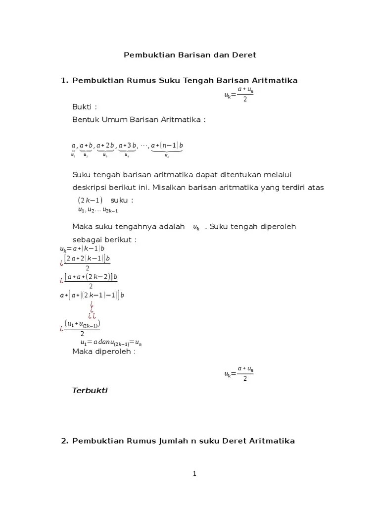 Pembuktian Barisan Dan Deret | PDF