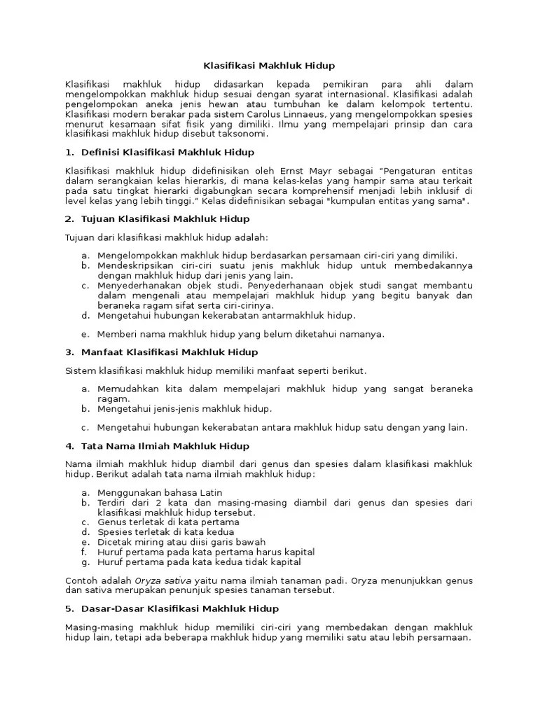 Klasifikasi Makhluk Hidup | PDF