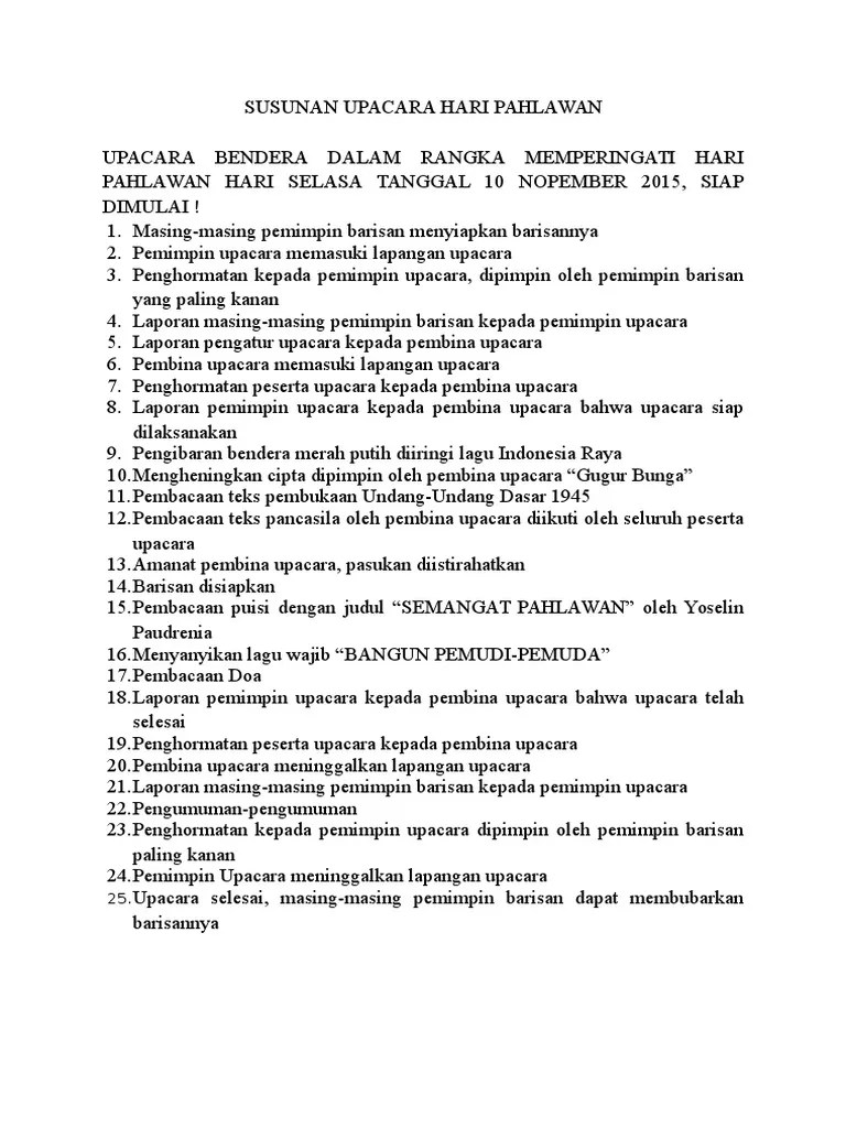 Susunan Upacara Hari Pahlawan | PDF