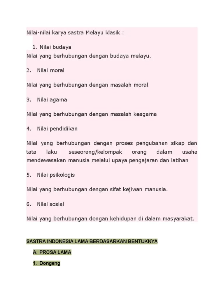 Jenis Prosa Lama – Dengan