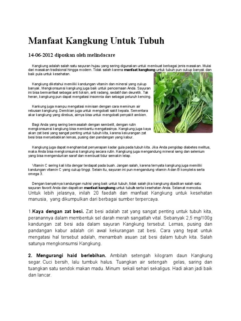 Manfaat Kangkung Untuk Kesehatan – Nasi