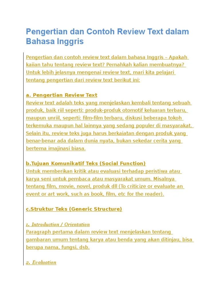 Contoh Review Film Dalam Bahasa Inggris - Aneka Macam Contoh