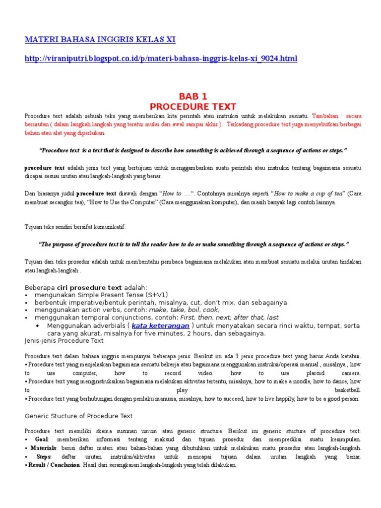Materi Bahasa Inggris Kelas Xi | PDF