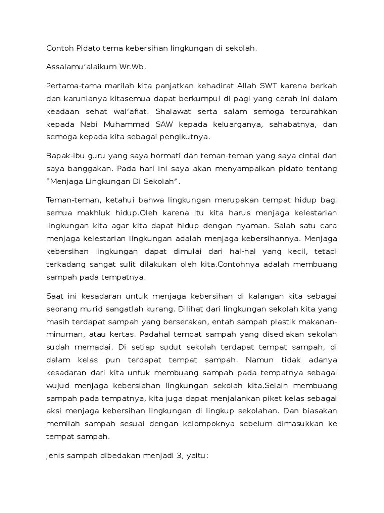 Contoh Pidato Persuasif Menjaga Kebersihan Lingkungan Sekolah | Akurat -  Faktual - Elegan Moltoday.com