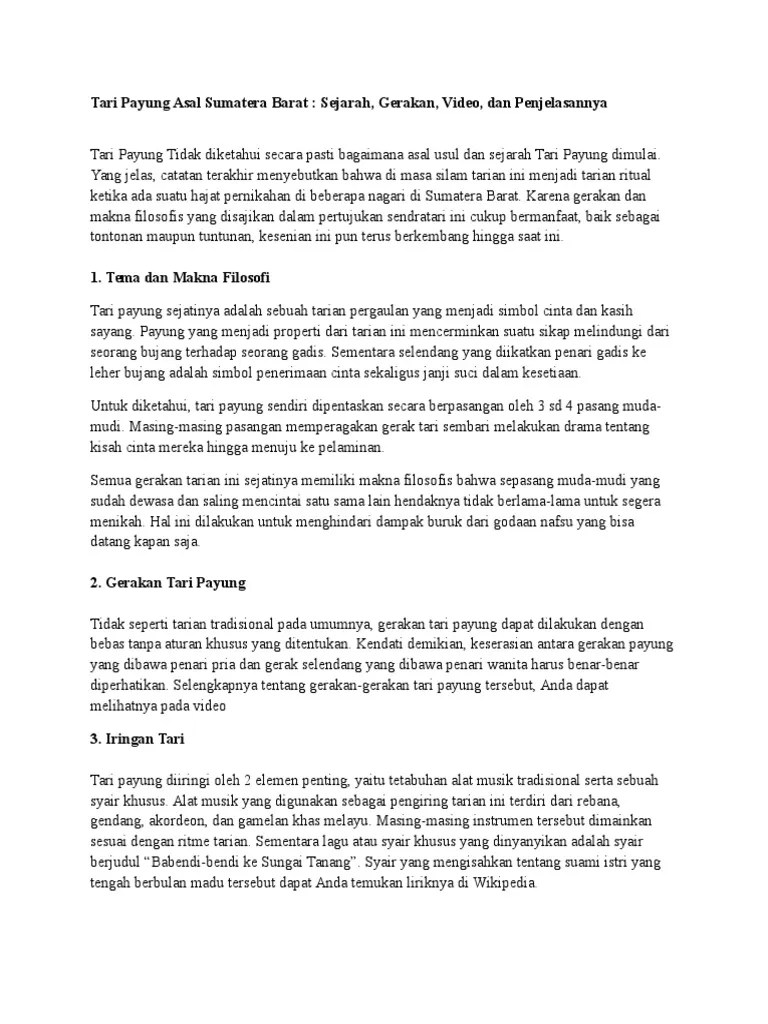 Tari Payung Asal Sumatera Barat | PDF