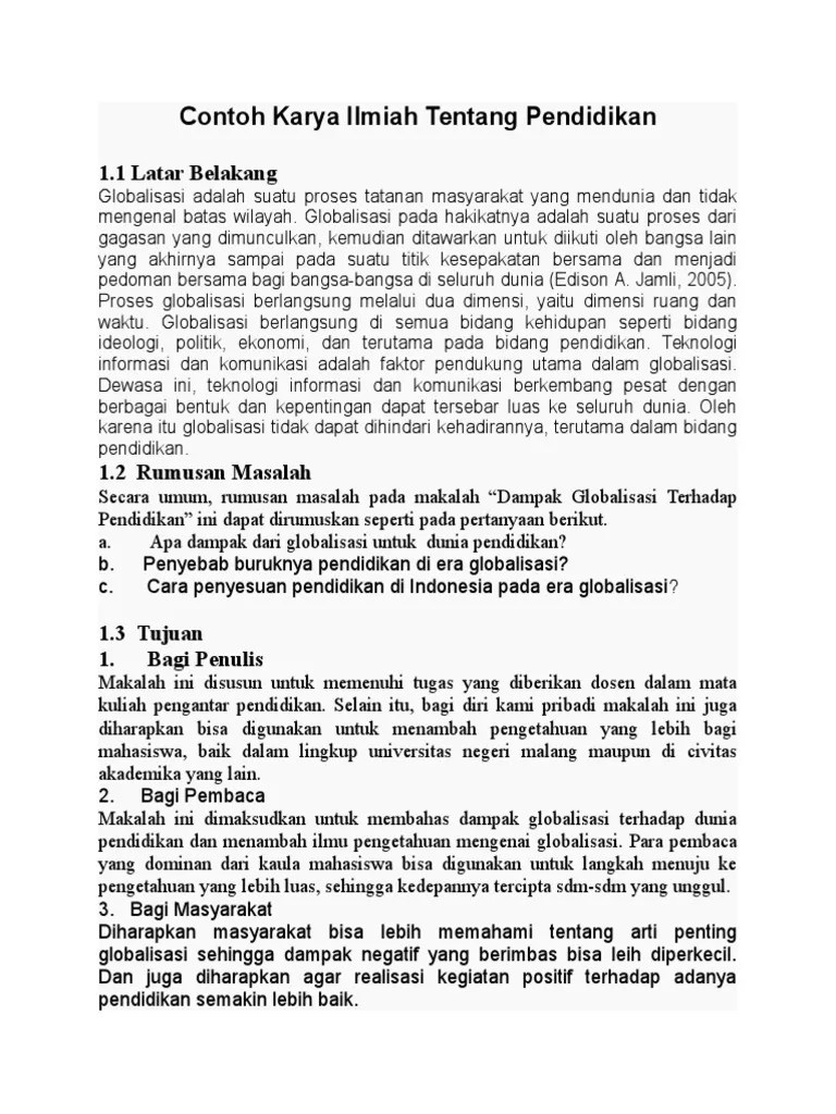 Contoh Karya Ilmiah Tentang Pendidikan