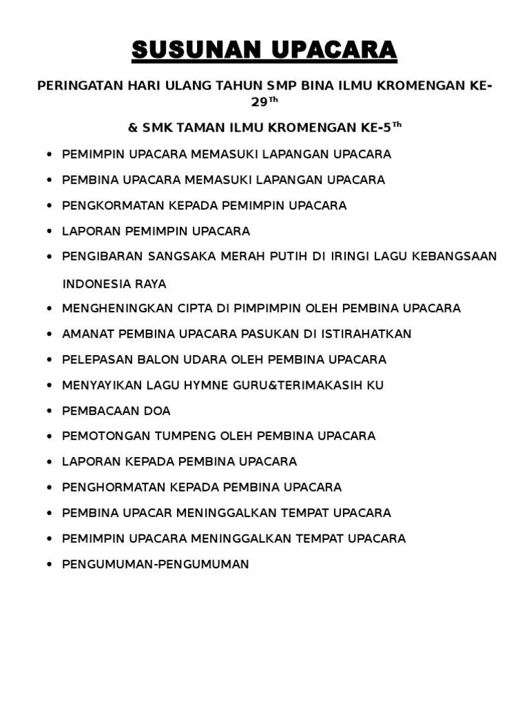 Susunan Upacara Ulang Tahun Sekolah | PDF