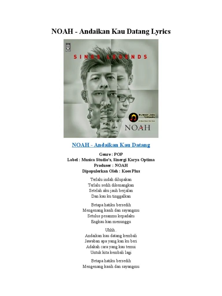 Teks Lagu Andaikan Kau Datang Kembali - Terkait Teks