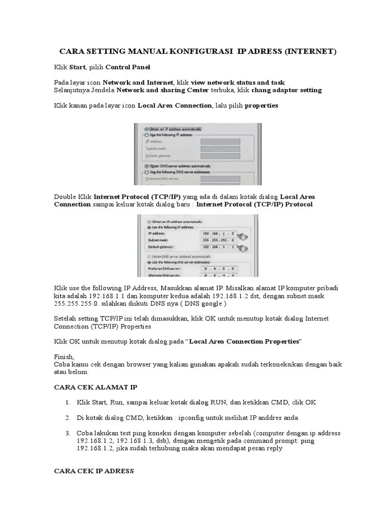 Cara Setting Manual Konfigurasi Ip Adress | PDF